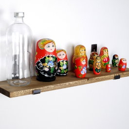 Hanah Home Estantería Decorativa de Pared de Madera Negro y Nogal